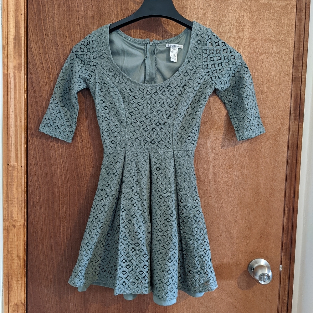 Charlotte Russe Olive Lace Skater Dress